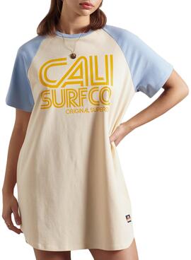 Kleid Superdry Cali Supf Gelb für Damen