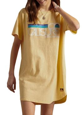 Kleid Superdry Cali Surf Gelb für Damen