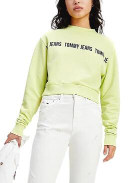 Sweatshirt Tommy Jeans Cropped Grün für Damen