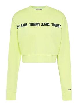 Sweatshirt Tommy Jeans Cropped Grün für Damen