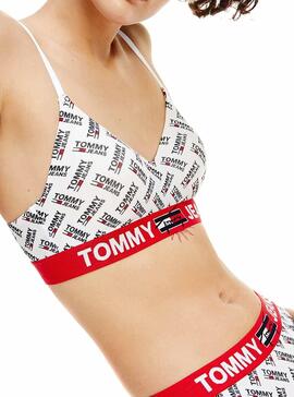 Bralette Tommy Jeans Lift Print Weiss für Damen