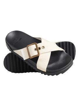 Sandalen Superdry Square Buckle Beige Damen