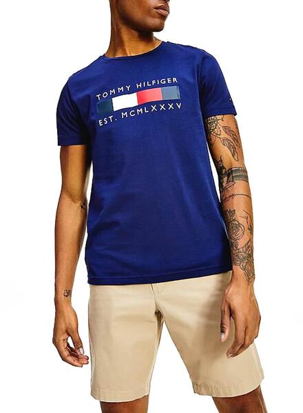 T-Shirt Tommy Hilfiger Logo Box Blau für Herren