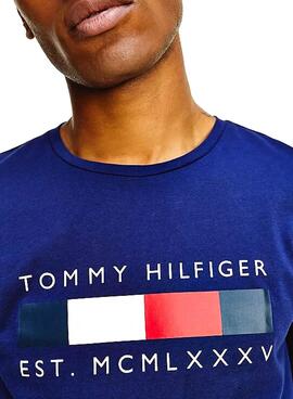 T-Shirt Tommy Hilfiger Logo Box Blau für Herren
