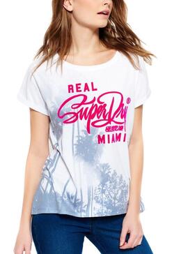 T-Shirt Superdry Miami Weiss für Damen