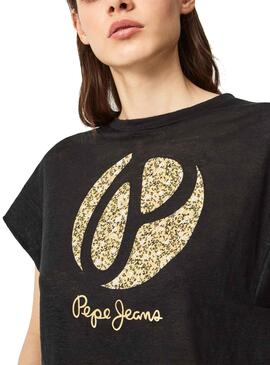 T-Shirt Pepe Jeans Alice Schwarz für Damen