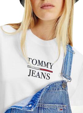 T-Shirt Tommy Jeans Boxy Crop Weiss für Damen