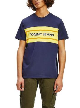 T-Shirt Tommy Jeans Stripe Colorblock Marineblau