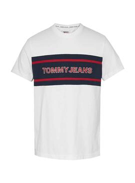 T-Shirt Tommy Jeans Stripe Colorblock Weiss