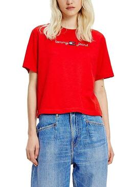 T-Shirt Tommy Jeans Boxy Crop Rot für Damen