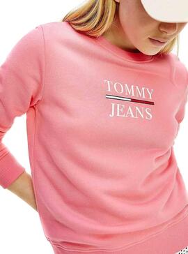 Sweatshirt Tommy Jeans Terry Logo Rosa für Damen
