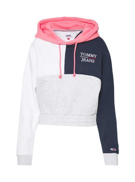Sweatshirt Tommy Jeans Crop Colorblock Grau Damen