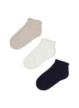 3er-Set Socken Mayoral Marineblau und Beige Mädchen