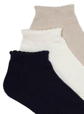 3er-Set Socken Mayoral Marineblau und Beige Mädchen