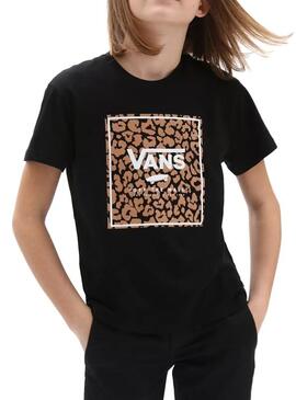 T-Shirt Vans Leopardenmuster Schwarz für Mädchen