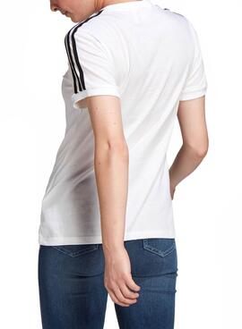 T-Shirt Adidas 3 Bandas Weiss für Damen