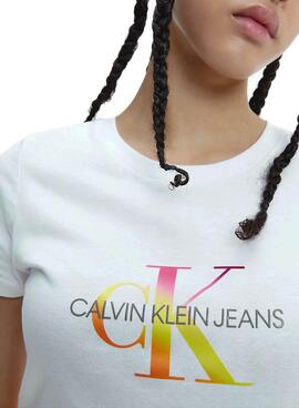 T-Shirt Calvin Klein Jeans Filled Weiss Damen