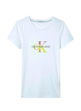 T-Shirt Calvin Klein Jeans Filled Weiss Damen