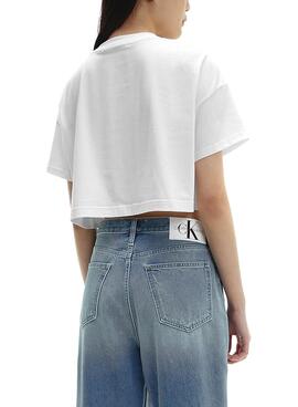 T-Shirt Calvin Klein Hero-Logo Crop Weiss