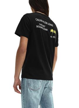 T-Shirt Calvin Klein Palmenmuster Schwarz Herren
