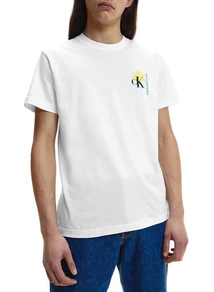 Calvin Palm T-Shirt Klein Weiss Print Herren