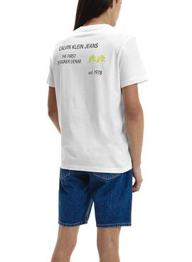 T-Shirt Calvin Klein Palm Print Weiss Herren