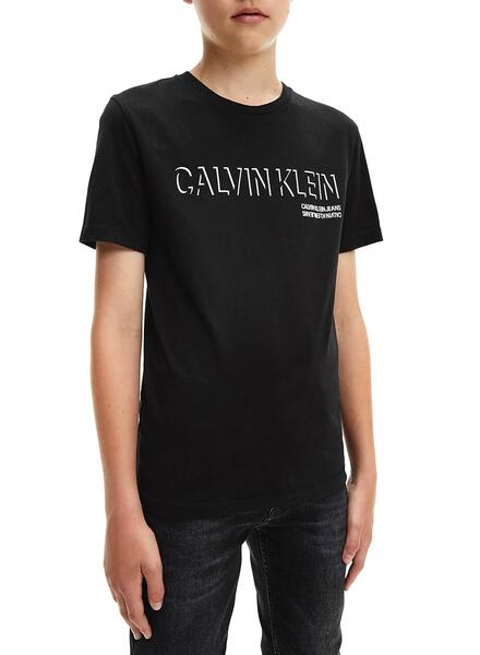 Junge T-Shirt Shadow Logo Schwarz Klein Calvin