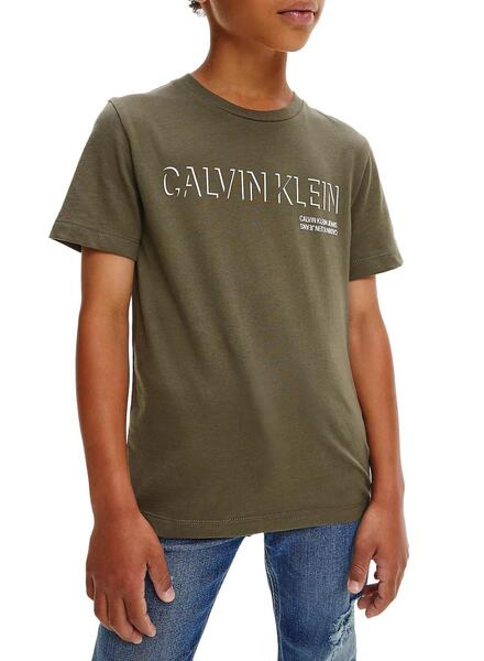 Grün Klein Logo Shadow Junge T-Shirt Calvin