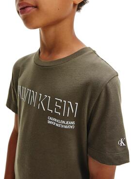 T-Shirt Calvin Klein Shadow Logo Grün Junge