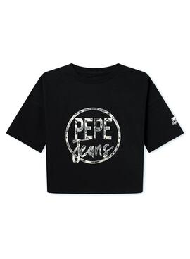 T-Shirt Pepe Jeans Soraya Crop Schwarz für Nila