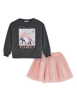 Set Mayoral Sweatshirt und Rock Tul Rosa Mädchen