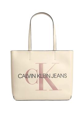 Handtasche Calvin Klein Jeans Sculped Shopper Beige