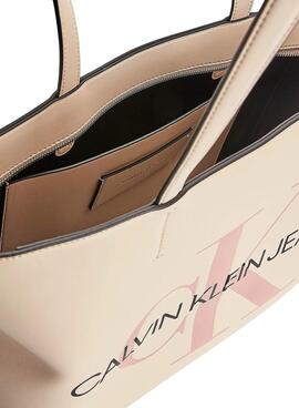 Handtasche Calvin Klein Jeans Sculped Shopper Beige
