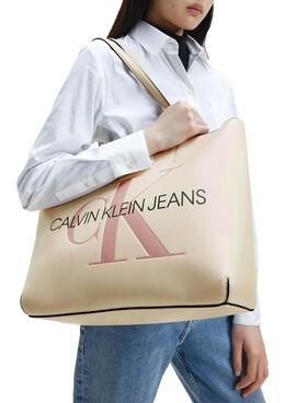 Handtasche Calvin Klein Jeans Sculped Shopper Beige