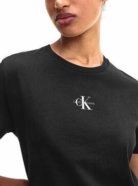 T-Shirt Calvin Klein Jeans Micro Monogram Schwarz
