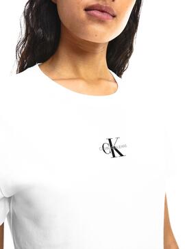 T-Shirt Calvin Klein Jeans Micro Monogram Weiss