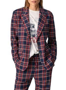 Blazer Pepe Jeans Rosen-Tartan Rot für Damen