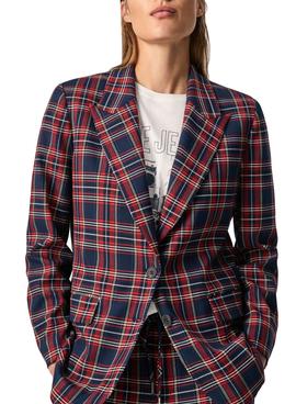 Blazer Pepe Jeans Rosen-Tartan Rot für Damen