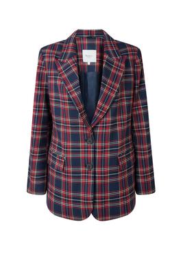 Blazer Pepe Jeans Rosen-Tartan Rot für Damen