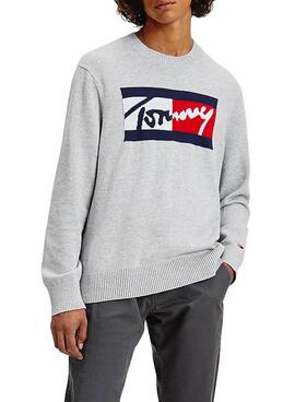 Pullover Tommy Jeans Branded Sweater Grau Herren