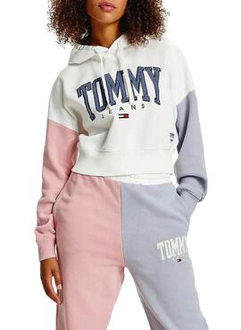 Sweatshirt Tommy Jeans Collegiate Weiss Cropped