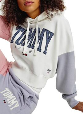 Sweatshirt Tommy Jeans Collegiate Weiss Cropped