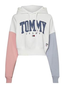 Sweatshirt Tommy Jeans Collegiate Weiss Cropped