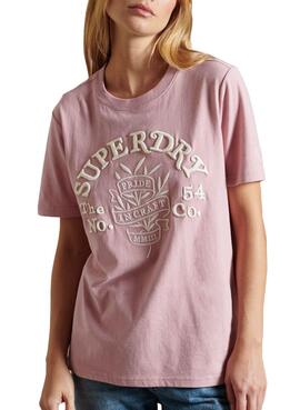 T-Shirt Superdry Stolz auf Handwerk Rosa für Damen
