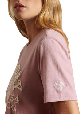 T-Shirt Superdry Stolz auf Handwerk Rosa für Damen
