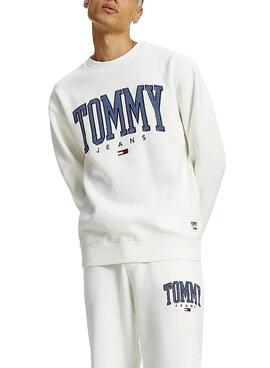 Sweatshirt Tommy Jeans Collegiate Weiss Herren