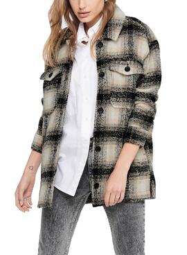 Jacke Only Allison Kariert Beige für Damen