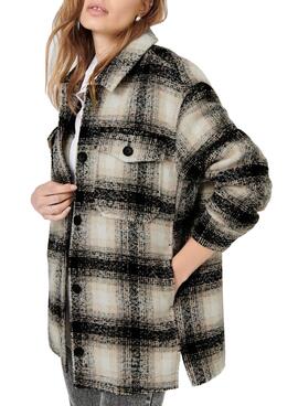 Jacke Only Allison Kariert Beige für Damen