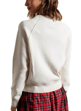 Sweatshirt Superdry EMB Cotton Crew Weiss Damen