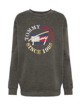 Sweatshirt Tommy Jeans Relaxed Fit Vintage Grau Damen